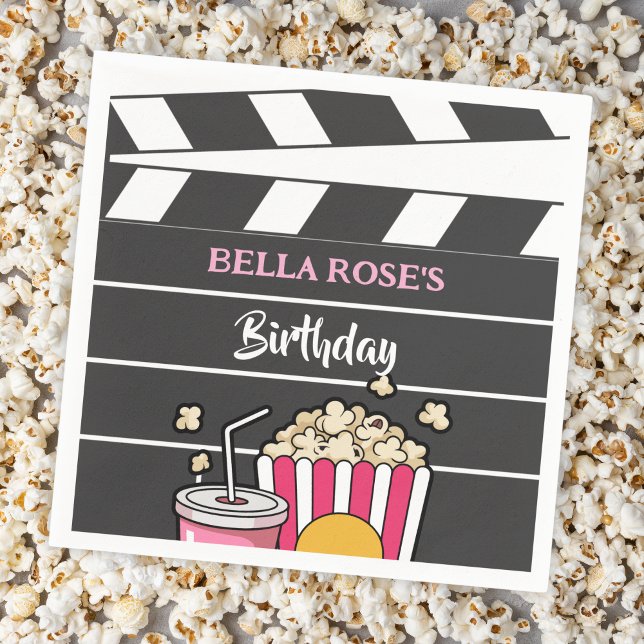 Movie Night Birthday Party For Girls Napkin (Creator Uploaded)