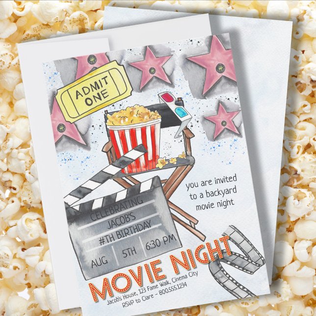 Movie Night Birthday Party Invitation (Creator Uploaded)