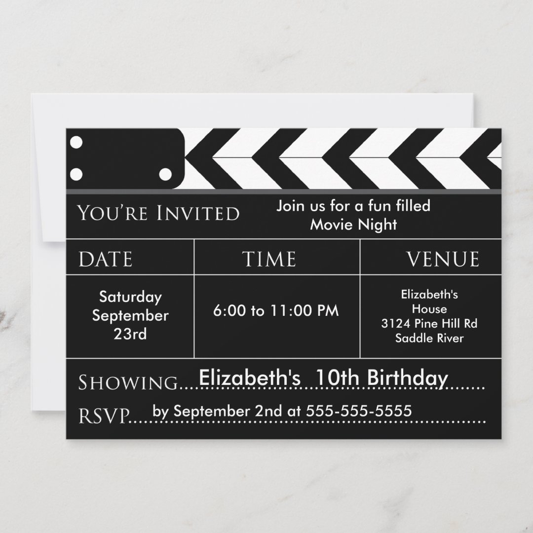 MOVIE NIGHT Birthday Party Invitation | Zazzle