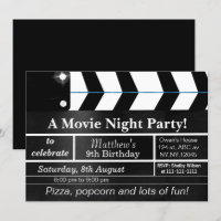 Movie Night Birthday Party Invitation