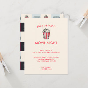 Movie Night Birthday Party Invitation