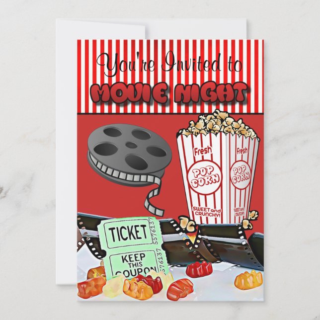 Movie Night Birthday Party Invitations (Front)