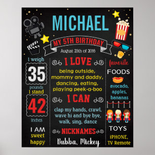 Movie Night Birthday Party milestone sign