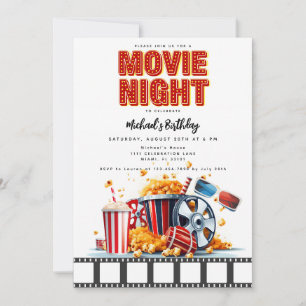 Movie Night Birthday Party Movie Party Invitation