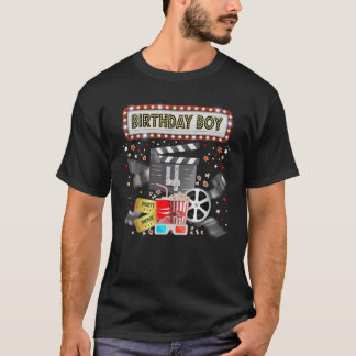 Movie Night Birthday Party Pajama Slumber Popcorn T-Shirt