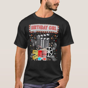 Movie Night Birthday Party Pajama Slumber Popcorn T-Shirt