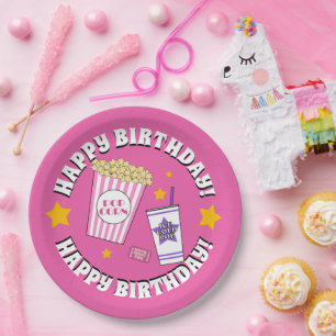 Movie Night Birthday Party Paper Plate