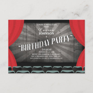 Movie Night Birthday Party Theatre Invitation