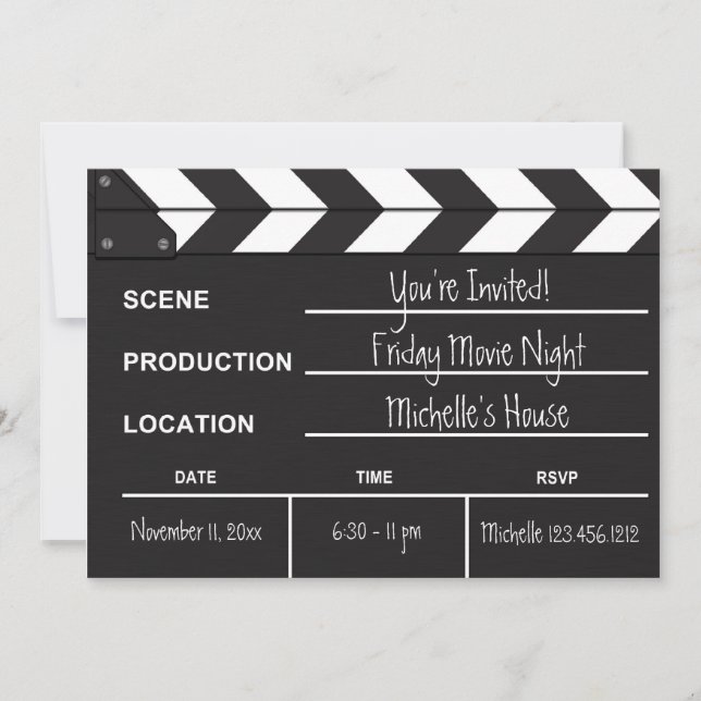 Movie Night Clapboard Invitation (Front)