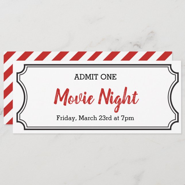 Movie Night Coupon Ticket Invitation (Front/Back)