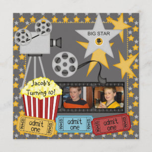 Movie Night Custom Photo Birthday Invitation