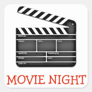 Movie Night Cut Sign Birthday Party Stickers