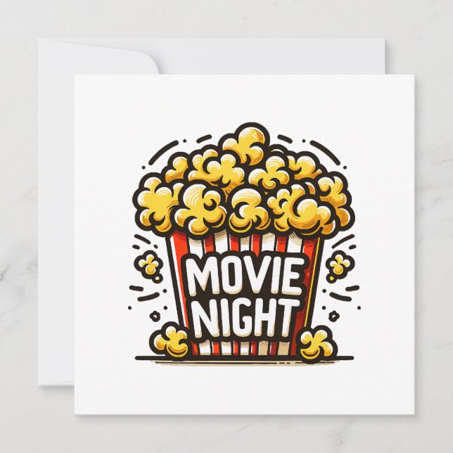 Movie Night Delight Playful Popcorn Invitation (Front)