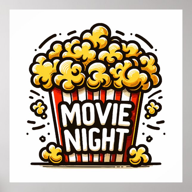 Movie Night Delight Playful Popcorn Poster (Front)
