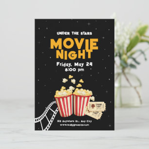 Movie Night Flyer, Movie Night Birthday Party Invitation