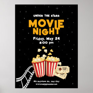 Movie Night Flyer, Movie Night Birthday Party Poster