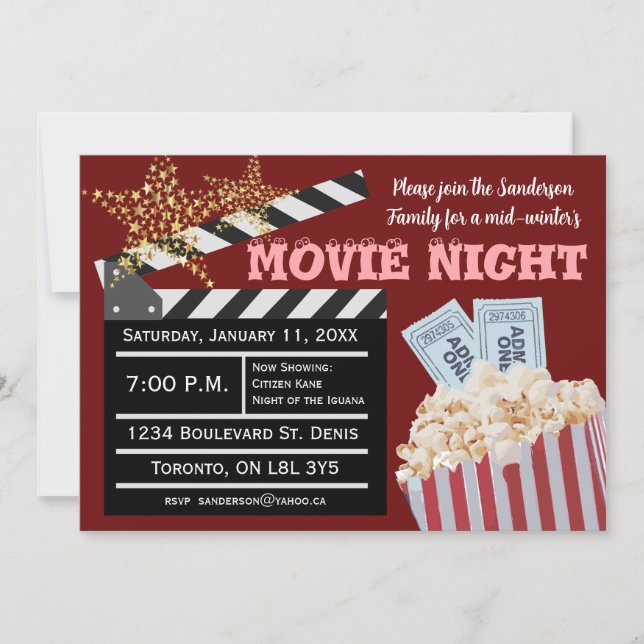 Movie Night Invitation for the Holidays (Front)