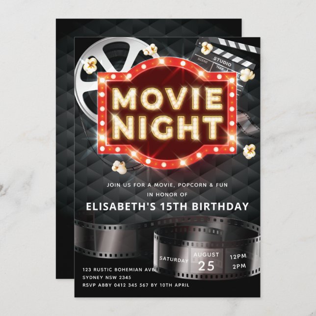 Movie Night Luxury Invitation (Front/Back)