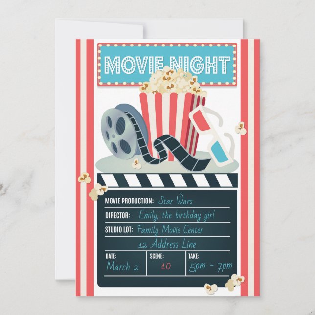 Movie Night Party Invitation (Front)