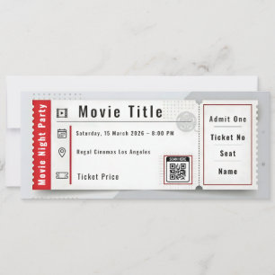 Movie Night Party Ticket Invitation