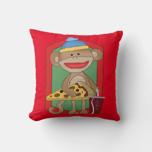 Movie Night Pizza Party Monkey Family Room Pillow