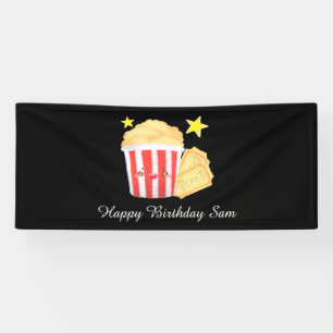 Movie Night Popcorn And Tickets Banner