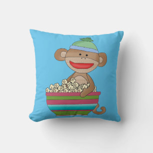 Movie Night Popcorn Monkey Family Room Pillow