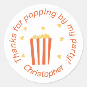 Movie Night Popcorn Personalized Thank You Classic Round Sticker