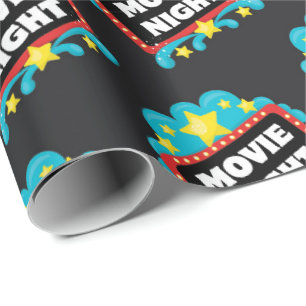 Movie night sign pattern wrapping paper