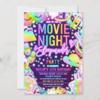 Movie Night Sleepunder Neon Rainbow Birthday