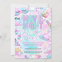 Movie Night Slumber Party Pastel Rainbow Birthday 