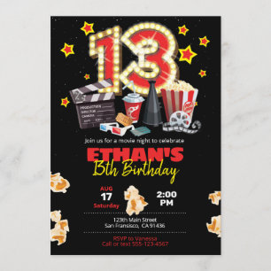 Movie night, Theatre - 13th Birthday Invitation