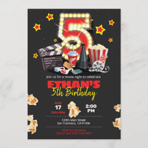 Movie night, Theatre - 5th Birthday Invitation