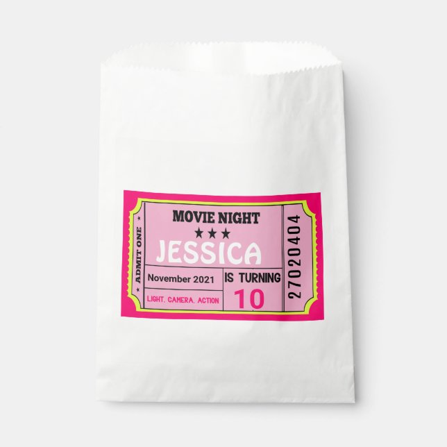 Movie Night Ticket Birthday Girl Custom  Favour Bag (Front)