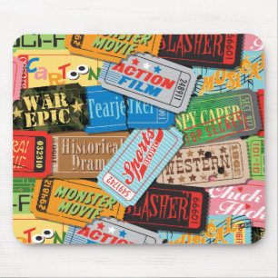 Movie Night Ticket Patterned Mousepad