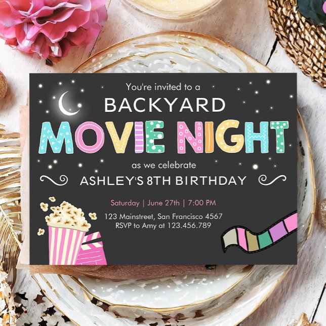 Movie Night Under the Stars Birthday Invitation (Creator Uploaded)