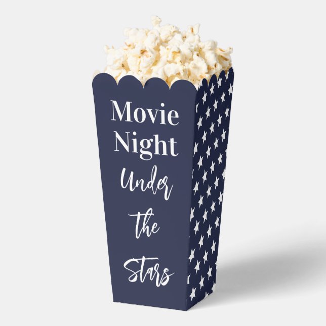 Movie Night Under the Stars Dark Blue and White Favour Box (Popped)