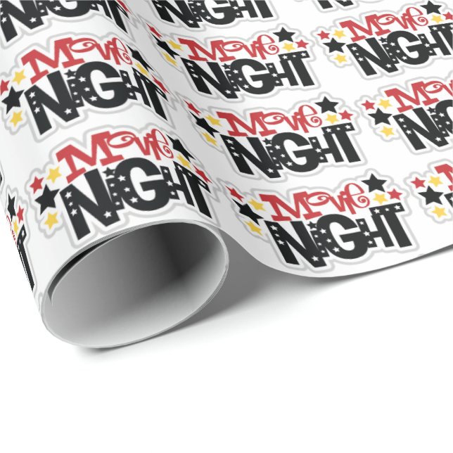 Movie Night word art wrapping paper theme (Roll Corner)