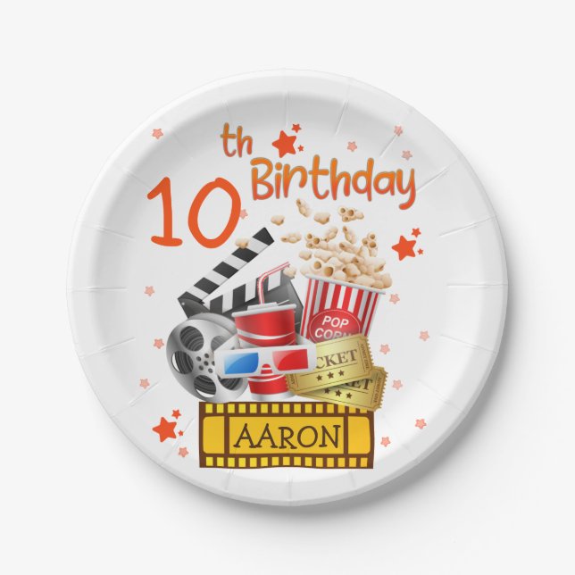 Movie Party Cinema Theater Birthday Matching  Paper Plate (Front)