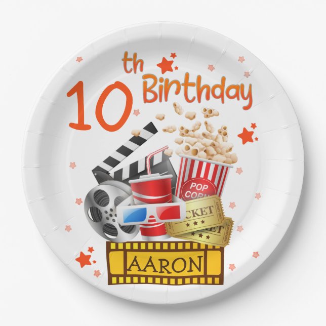 Movie Party Cinema Theater Birthday Matching  Paper Plate (Front)
