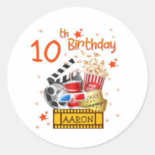Movie Party Cinema Theatre Birthday Matching  Classic Round Sticker