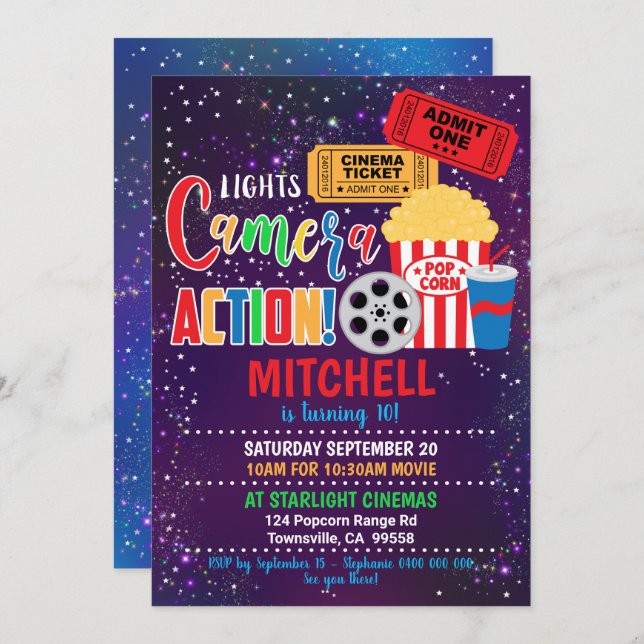 Movie Party Invitation Cinema Party (Front/Back)