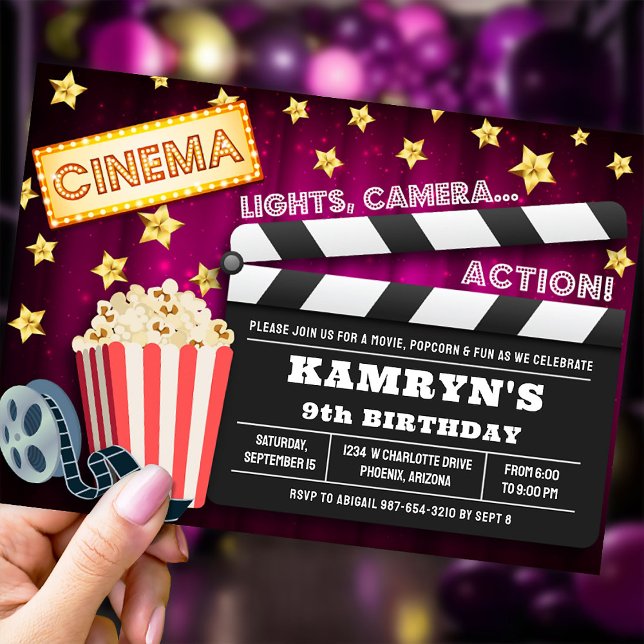 Movie Party invitation, Movie Evening Invitation (Creator Uploaded)