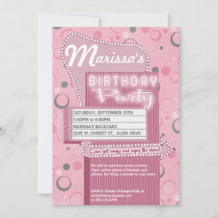 Movie Party Invitation Retro Drive In Marquee