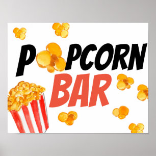 Movie party popcorn bar poster sign