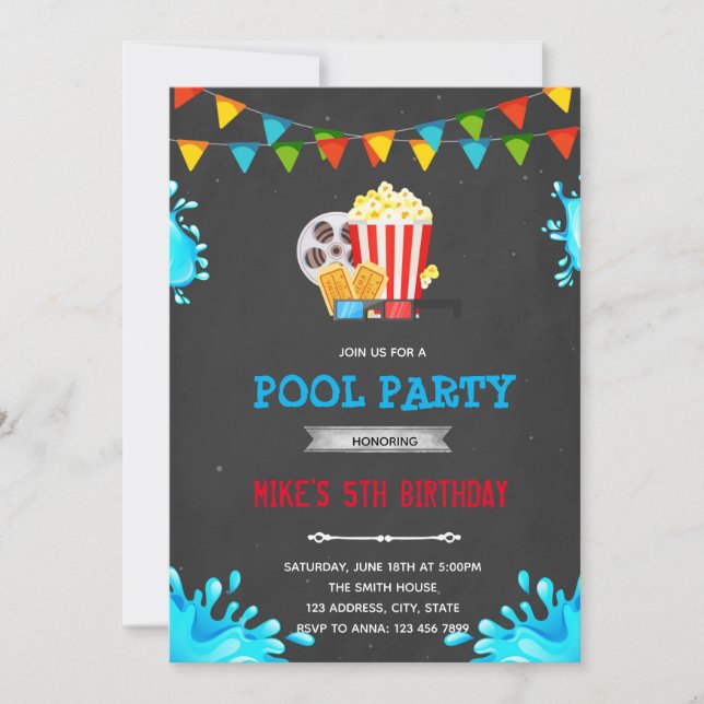 Movie pool party invitation (Front)