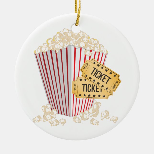 Movie Popcorn Ceramic Ornament (Front)