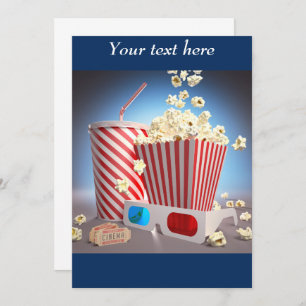 Movie popcorn invitations