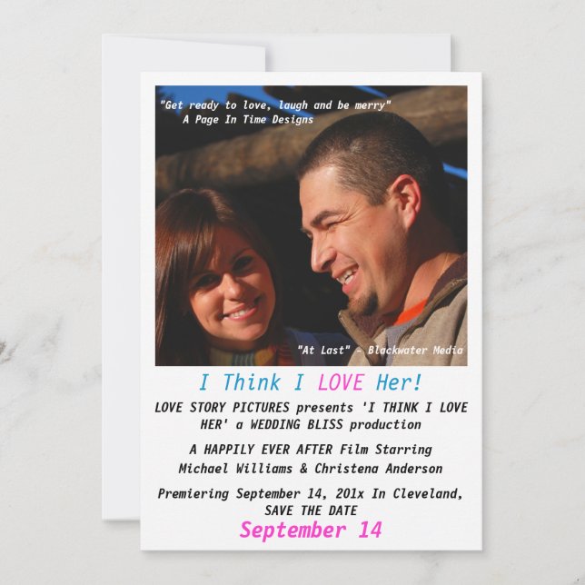 Movie Poster 2 Save The Date Announcement (Front)