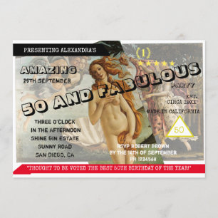 Movie Poster 50 and Fabulous Aphrodite Birthday Invitation